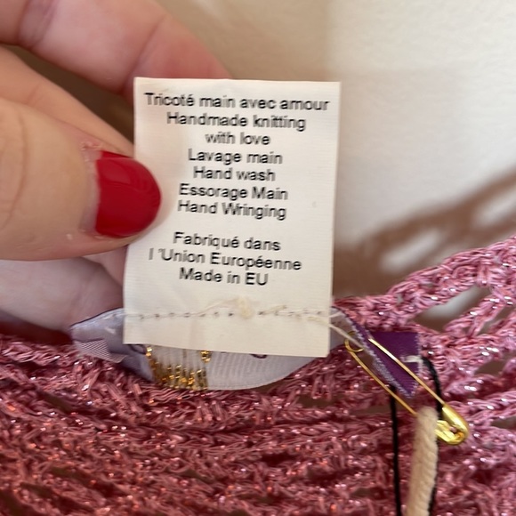 Rose Carmine Multicolor Metallic Crochet Handmade Tank Top - Picture 6 of 7